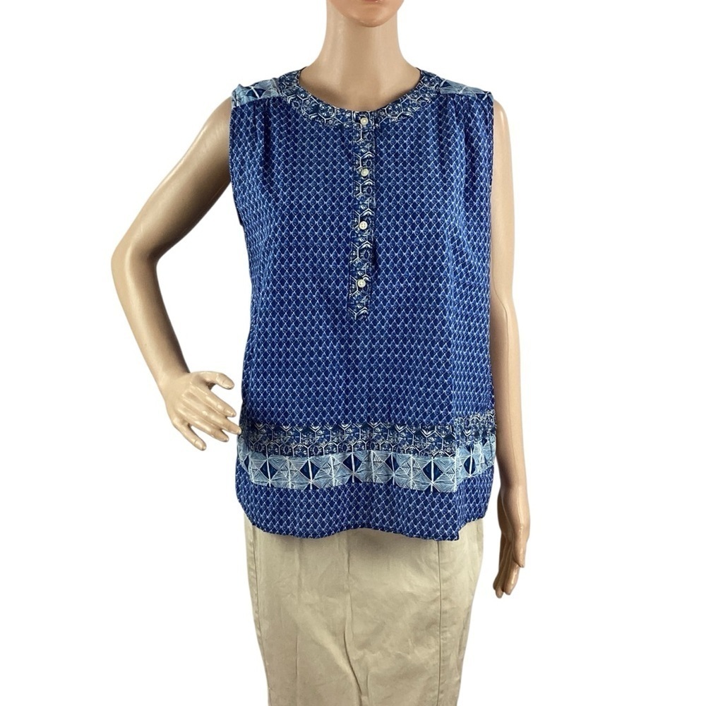 GAP Blue Mixed Print Sleeveless Popover Top Size M